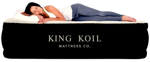 King Koil Luxury Pillow Top Plush Queen Air Mattress with Built-in High-Speed Pump Best for Home,