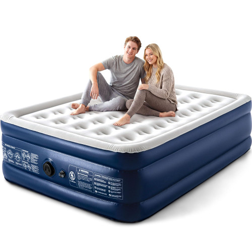 Camping Air Mattress Queen with Built in Pump 18" Thickness 660lbs Heavy Duty Comfortable Blow up Air Mattress with Carry Bag