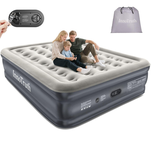 InnoTruth Air Mattress Queen with Built in Pump, 18" Colchones Inflables Foldable Air Bed for Guest & Home