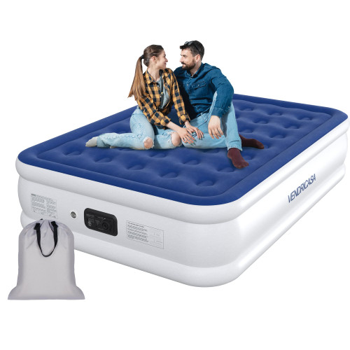 Full Air Mattress with Built-in Pump, Comfort Portable Air Bed for Camping, Home Guests