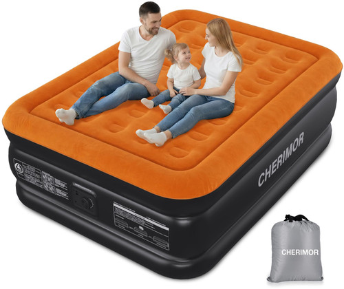 Queen Air Mattress with Built-in Pump, 800 lbs Max Support, Stable Edges Design, 48-Hour Leak-Tested Durable PVC