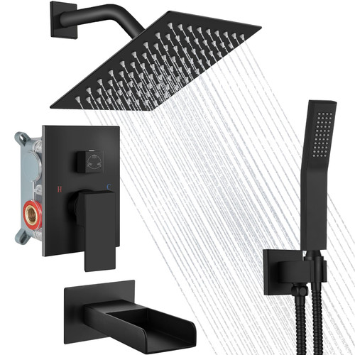 Shower System Tub Shower Faucet Set Square Rainfall Waterfall Shower Head