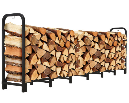 Firewood Rack Outdoor 8 FT - Adjustable Length (2.6-8ft), Holds 1/2 Face Cord Firewood