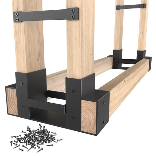 Mr IRONSTONE Firewood Rack Outdoor Indoor, Adjustable to ANY Length Firewood Log Rack Brackets Kit