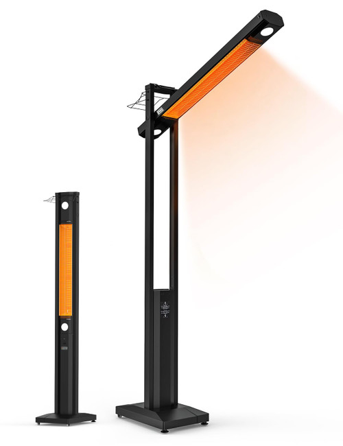 onlyfire FlexRay Heater - 80" Electric Infrared Patio Heater for Indoor & Outdoor Use, Freestanding Heater with Magnetic Remote & Cover, 3 Heat Modes + Light Mode,1500W, Overheat & Tip-Over Protection