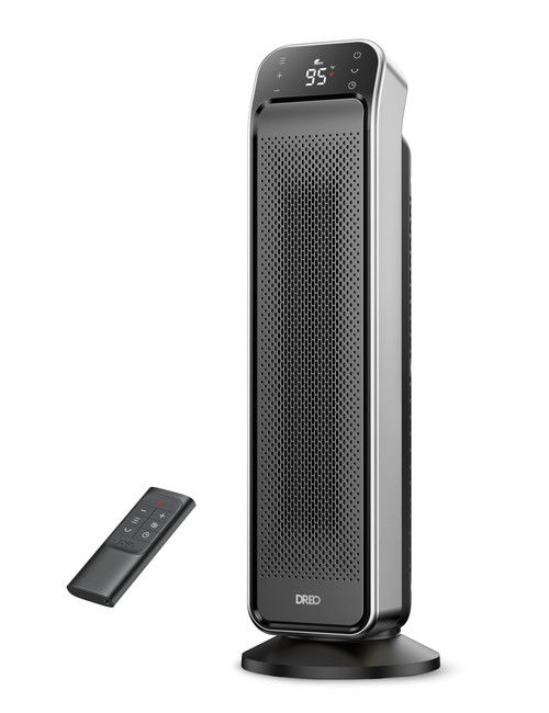 DREO Space Heater Indoor, 25" 11.5ft/s Fast Portable Room Heater with Remote and Thermostat, 3 Modes, Overheating & Tip-Over Protection, Electric Heaters for Indoor Use Large Room, Bedroom, Silver