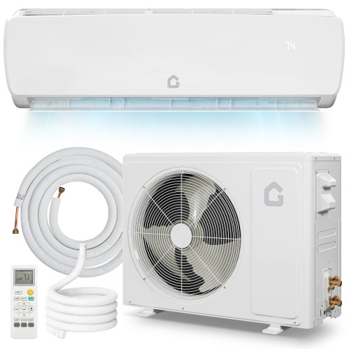 19 SEER 18000 BTU Split Air Conditioner, Ductless Mini-Split Inverter A/C Heat Pump System 230V, 42dB Ultra-Quiet, 3-in-1 Cooling/Heating/Dehumidifying, 10ft Pre-Line Set, White