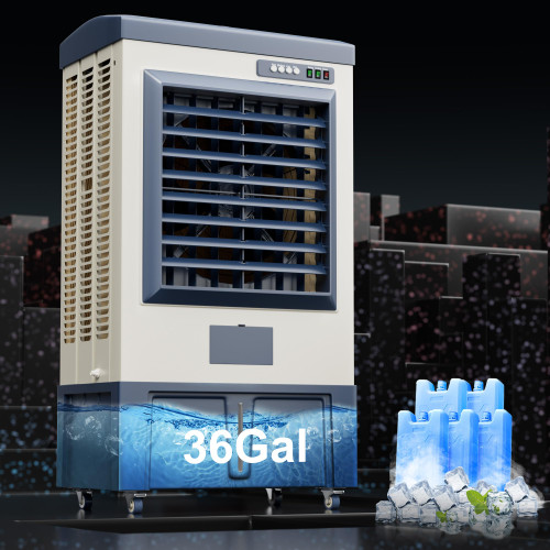 Landeagle 56″ Swamp Cooler Air Conditioner, 8979CFM Portable Evaporative Coolers with 36 Gal Tank,120°Oscillation, Outdoor Cooling Fan with Continuous Auto Fill for Patio Garage Industry Commercial