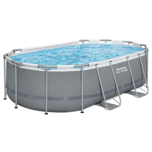 Bestway Steel Pro MAX 14' x 8'2" x 39.5" Oval Above Ground Swimming Pool Set, 530 GPH Filter Pump, Ladder
