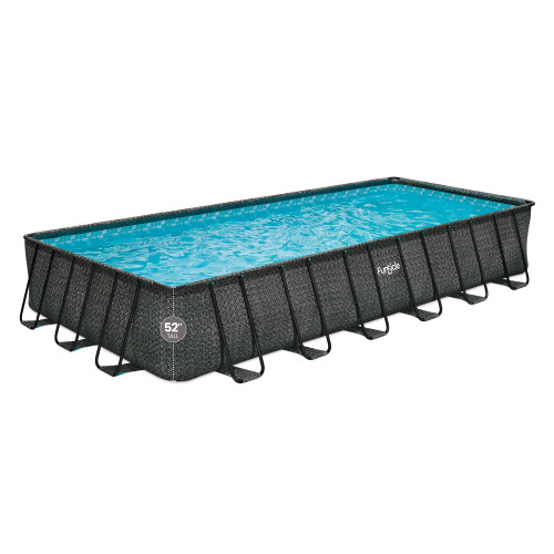 Funsicle Oasis Designer Lap 24' x 12'x 52" Rectangular Above Ground Swimming Pool, with FiltraBoost 1200 GPH Filter Pump, Ladder, Maintenance Kit