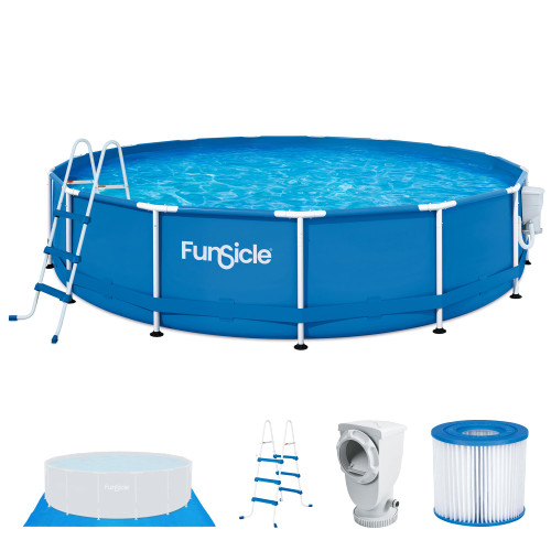 Funsicle Activity 15' x 36" Round Above Ground Swimming Pool Set with SkimmerPlus 2-in-1 Filter Pump