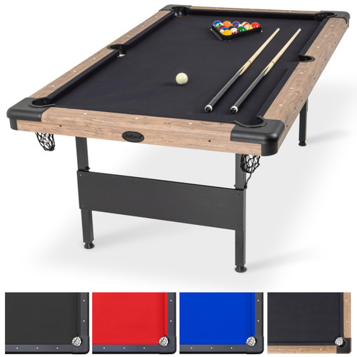 GoSports 6, 7, or 8 ft Billiards Tables - No Assembly, Choose Your Color - Portable Pool Table Includes Full Set of Balls