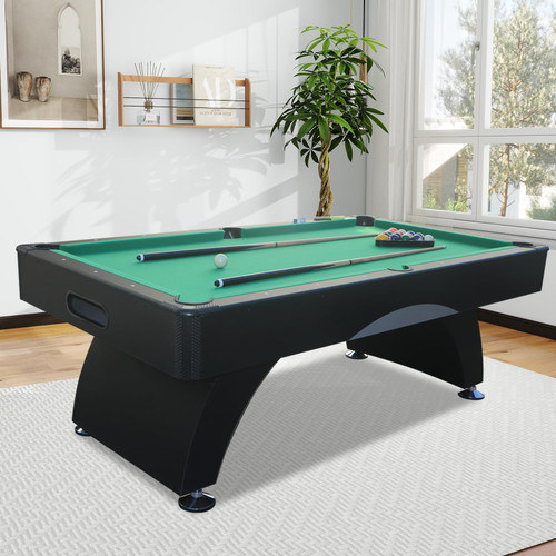 Billiards Table，7 FT Pool Table with Premium Accessories, Durable Matte-Black Finish