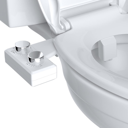 Attachment for Toilet, Non-Electric Dual Nozzle for Frontal & Rear Wash, Adjustable Water