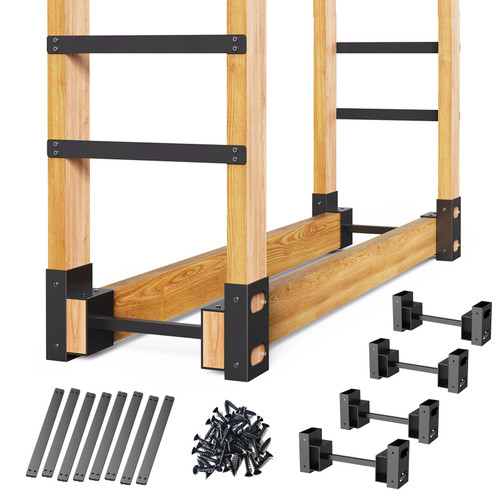 Firewood Rack Outdoor, Adjustable Length Wood Storage Brackets Kit