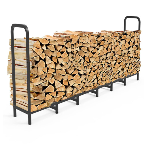 8ft Firewood Rack Holder, Adjustable Heavy Duty Fire Log Stacker Stand for Fireplace