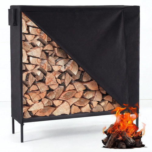 DUMOS 4FT Heavy Duty Firewood Storage Rack, Firewood Storage Log Rack with Cover and Zipper