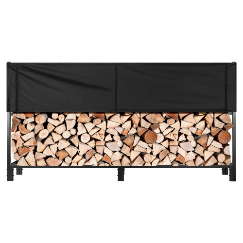 VIVOHOME Upgraded Heavy Duty 8 ft 1/2 Cord Firewood Rack Outdoor with Cover Combo Set
