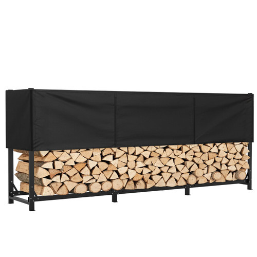 Heavy Duty 10ft Firewood Rack with Cover Outdoor, 5/8 Cord Capacity Log Holder Sturdy Steel Construction