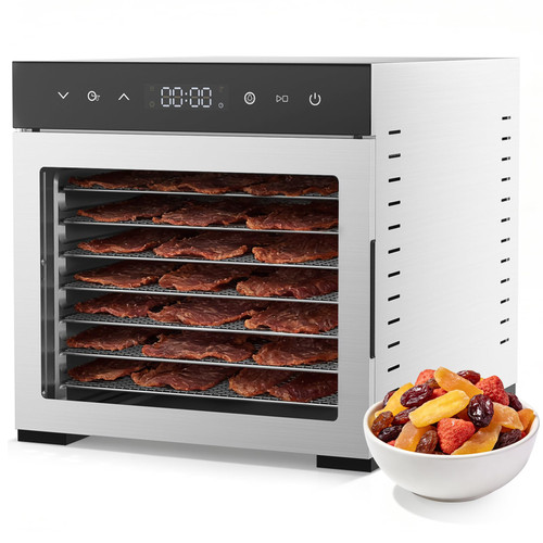 OLIXIS Food Dehydrator Machine, 500W Jerky Dehydrators with 8 Stainless Steel Large Trays