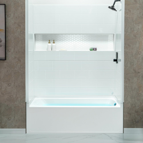 Four-Piece Direct-to-Stud Alcove Tub Surround with Right-Drain Hole