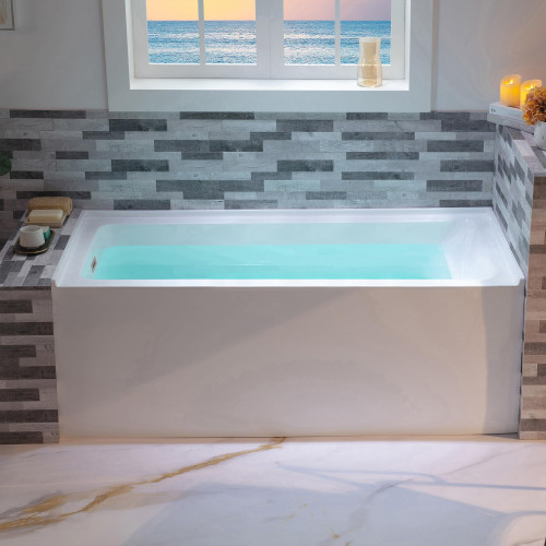Bathtub in White with Left Drain, Chrome pop-up Drain Included