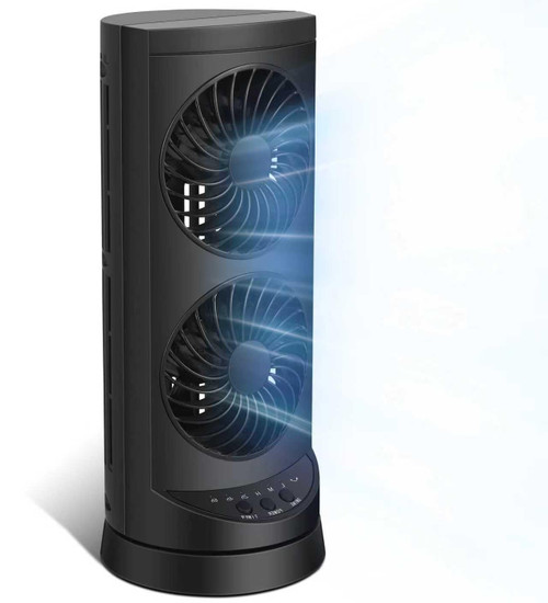 Personal Tower Fan for Bedroom, Portable Desk Table Fan，3 Speeds Cooling Standing Fan with 12H Timer, 60° & 110° Oscillating Floor Tower Fans That Blows Cold Air for Bedroom Office,Dark Black