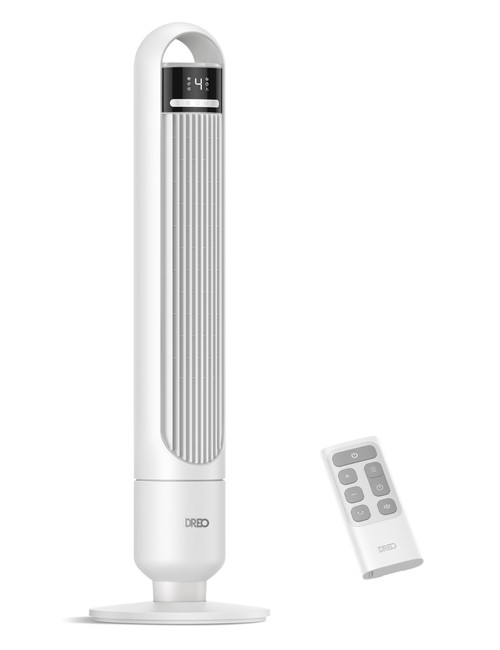 DREO Tower Fan for Bedroom, 4 Speeds, 3 Modes Standing Fans for Room with 90° wide Oscillating, 28dB Quiet for Sleep, 25ft/s Velocity, 29ft Coverage, 8H Timer, Remote, Living Room, Office, Home, White