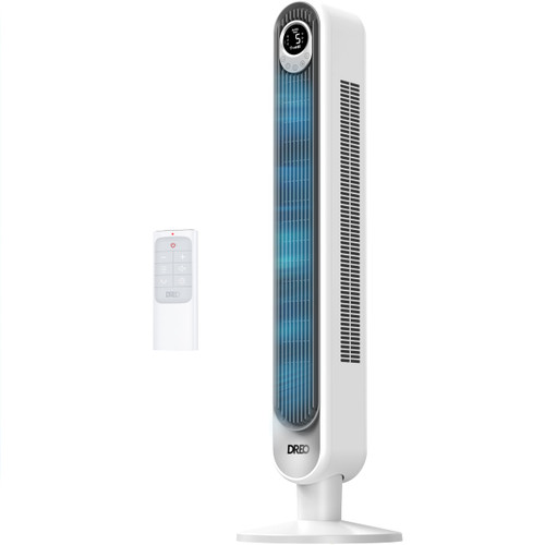 Dreo Tower Fan 42 Inch,Quiet Oscillating Bladeless Fan with Remote, 6 Speeds, 4 Modes, LED Display, 12H Timer, White Floor Standing Fan Powerful for Indoor Home Bedroom Office Room