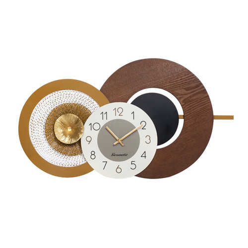 Anmotpe 27x16 Inch Large Decorative Wall Clock - Wood & Metal Mid Century Modern Clock Non-Ticking Silent Battery Operated for Living Room, Bedroom, Kitchen, Office, Home