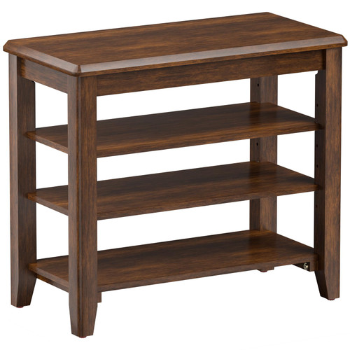 Taitiy Shoe Bench Storage Rubberwood, Entryway Bench with 3-Tiers Height Adjustable, Shoe Rack Front Door Entrance Organizer for Hallway Living Room, Mudrooms, Walnut,23.6"