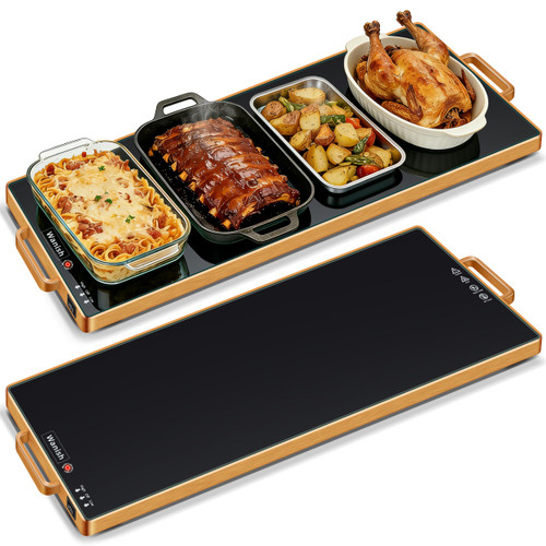 Electric Warming Tray (L 32"x12")，Food Warmers for Parties Buffet with Thermostat & Full Surface Heating