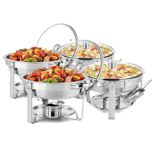Stainless Steel Round Chafers for Catering, Buffet Servers and Warmers