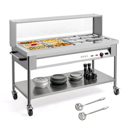 ROVSUN 96QT 1500W Electric Commercial Food Warmer, 12-Pan Steam Table 8QT/Pan