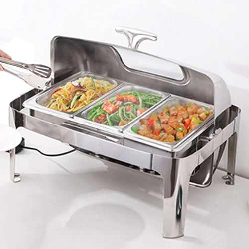 Food Warmers for Parties Buffets Electric, Stainless Steel Chafing Dish Buffet Set with Visible Lid