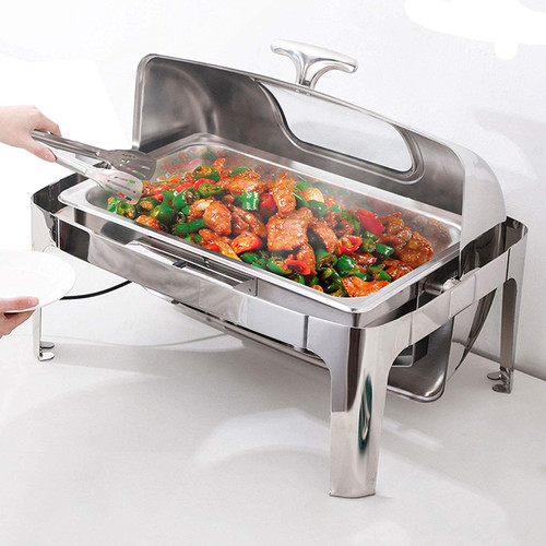Food Warmers for Parties Buffets Electric, Stainless Steel Chafing Dish Buffet Set with Visible Lid