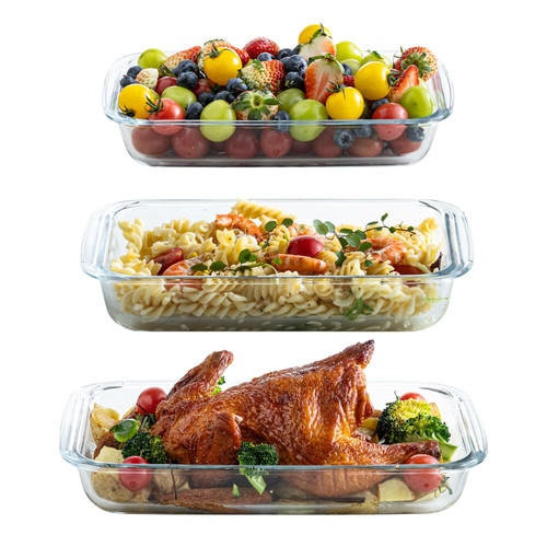 Glass Baking Dishes for oven,Food Container 3-Piece Set for Cooking