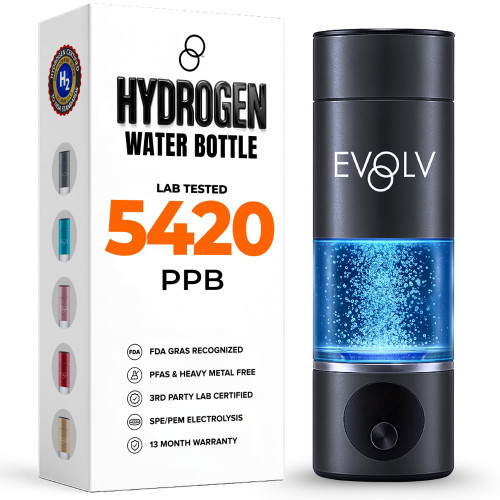 EVOLV Hydrogen Water Bottle Generator - SPE & PEM Water Ionizer 5PPM
