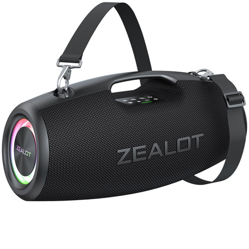 ZEALOT Portable Speakers Bluetooth Wireless, 120W Loud Waterproof Outdoor Speaker with Bass, Subwoofer, 40H Playtime, IP67, EQ, BT 5.3, LED Lights, for Camping Beach Party (Black)