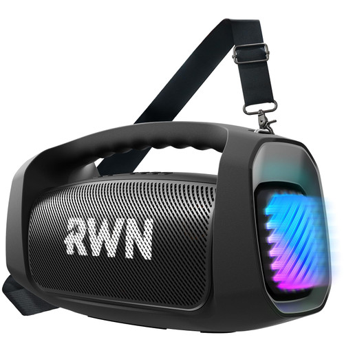 RWN Outdoor Bluetooth Speaker: 160W Loud Sound, IP67 Waterproof with 24H Playtime, Fast Charge, Bass, TWS, Portable Wireless Speakers with Light Show for House, Party, Projector, Beach (Black)