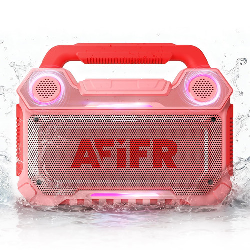 AFIFR Outdoor Bluetooth Speaker, 160W Loud Bass! Rugged, IP67 Waterproof, 24H Playtime with Lights, Wireless TWS Pairing Portable Speakers for Party, Outsides, Travel, Beach, Garage (Rose Blaze)