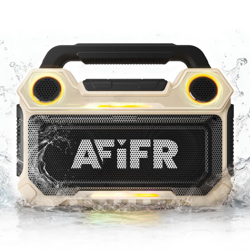 AFIFR Outdoor Bluetooth Speaker, 160W Loud Bass! Rugged, IP67 Waterproof, 24H Playtime with Lights, Wireless TWS Pairing Portable Speakers for Party, Outsides, Travel, Beach, Garage (Canyon Dust)