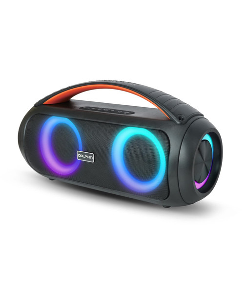 Dolphin LX-220 Boombox Bluetooth Speaker | Loud & Crisp Sound - IPX5 Waterproof with Long-Lasting Battery & Party Ring Lights for Gym, Outdoors, Shower, Beach, Pool, Portable, Rechargeable