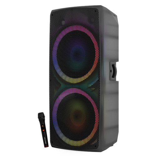 Dolphin Elite 290 Bluetooth Party Speaker – Dual 15" Big Speaker with Wireless Microphone, XLR Input, 200W RMS, Translucent Cabinet, Deep Bass, LED Light Show, High Clarity Sound, DJ & Karaoke Ready
