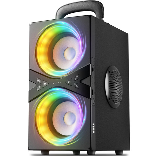 YIER Party Bluetooth Speaker:80W Peak Large Stereo Sound for Outdoor,Deep Bass,TWS,Loud with Lights,Portabe Wireless Big Speakers with Long Playtime,House,Projector,Movie