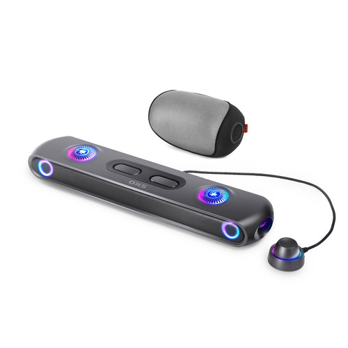 OXS Thunder Pro+ Gaming Soundbar with Wireless Satellite Neck Speaker, 7.1.2 Dolby Atmos Surround Sound System, Built-in Woofer, App Customization, RGB Effects, 3 Pro Gamer Modes, Sleek Toggle Design