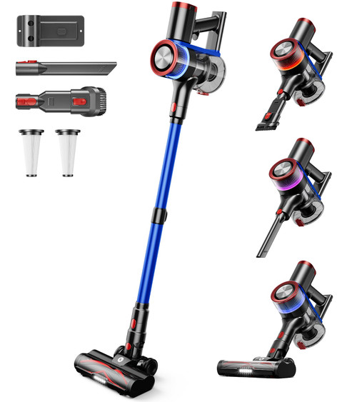 NADALY Cordless Vacuum Cleaner, 550W 45Kpa 65Mins Vacuum Cleaners for Home, Stick Vacuum with LED Display, Anti-Tangle