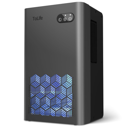 1000 sq.ft Dehumidifiers for Basement Bedroom Bathroom with Auto Shut Off 7 Colors LED Light, Grey