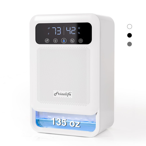 Frizzlife DH80 Air Dehumidifier, 135oz Water Tank W/Purifying Function, Quiet Small Dehumidifiers With Sleep Mode For Home