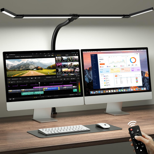 ONEMIX 42" LED Desk Lamp with Clamp, Architect Desk Light with Remote, Adjustable 4-Segment Bar, 1800LM Bright